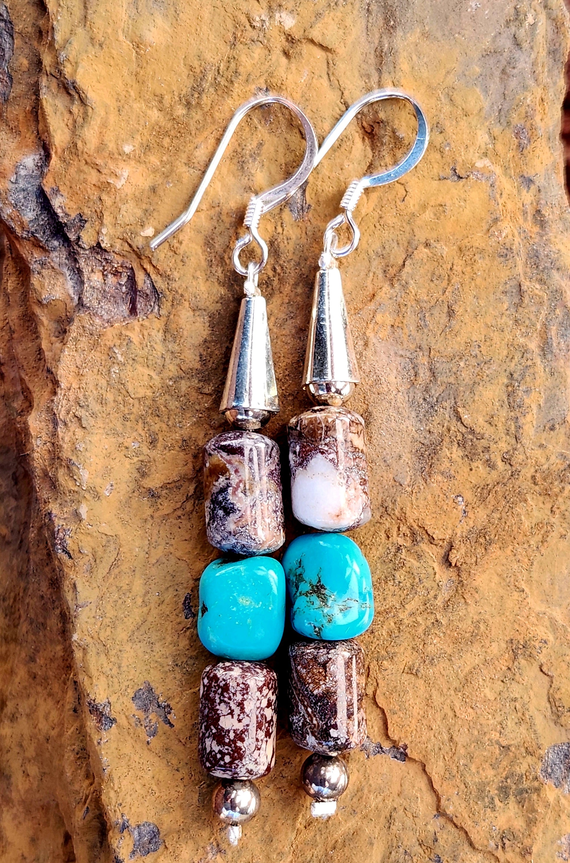 Navajo Genuine Wild Horse and Turquoise dangle earrings