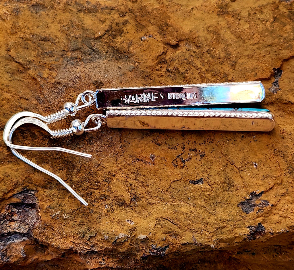 Navajo Handmade Inlay Turquoise Dangle Earrings