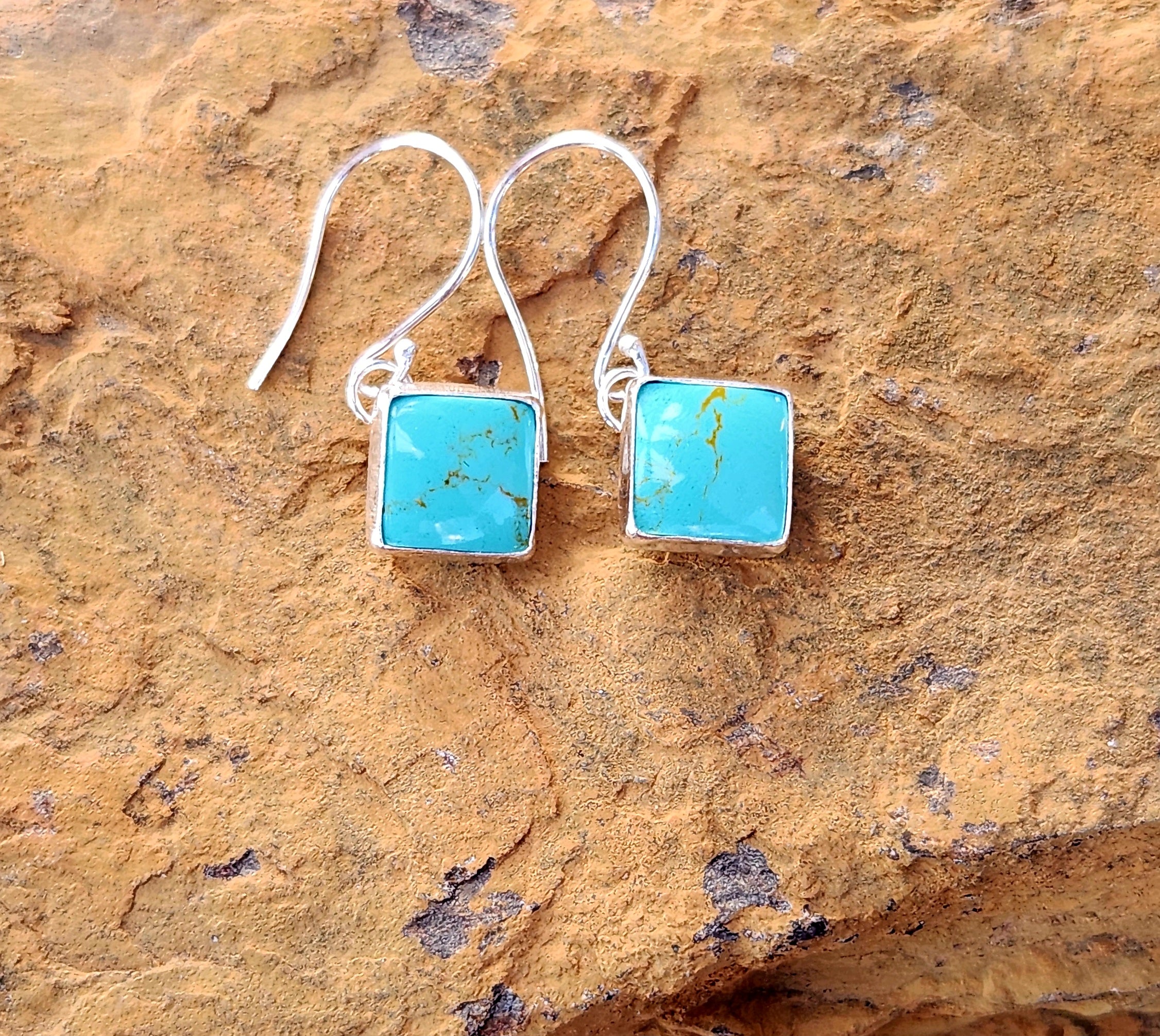 Kingman Turquoise Sterling Silver Dangle Earrings