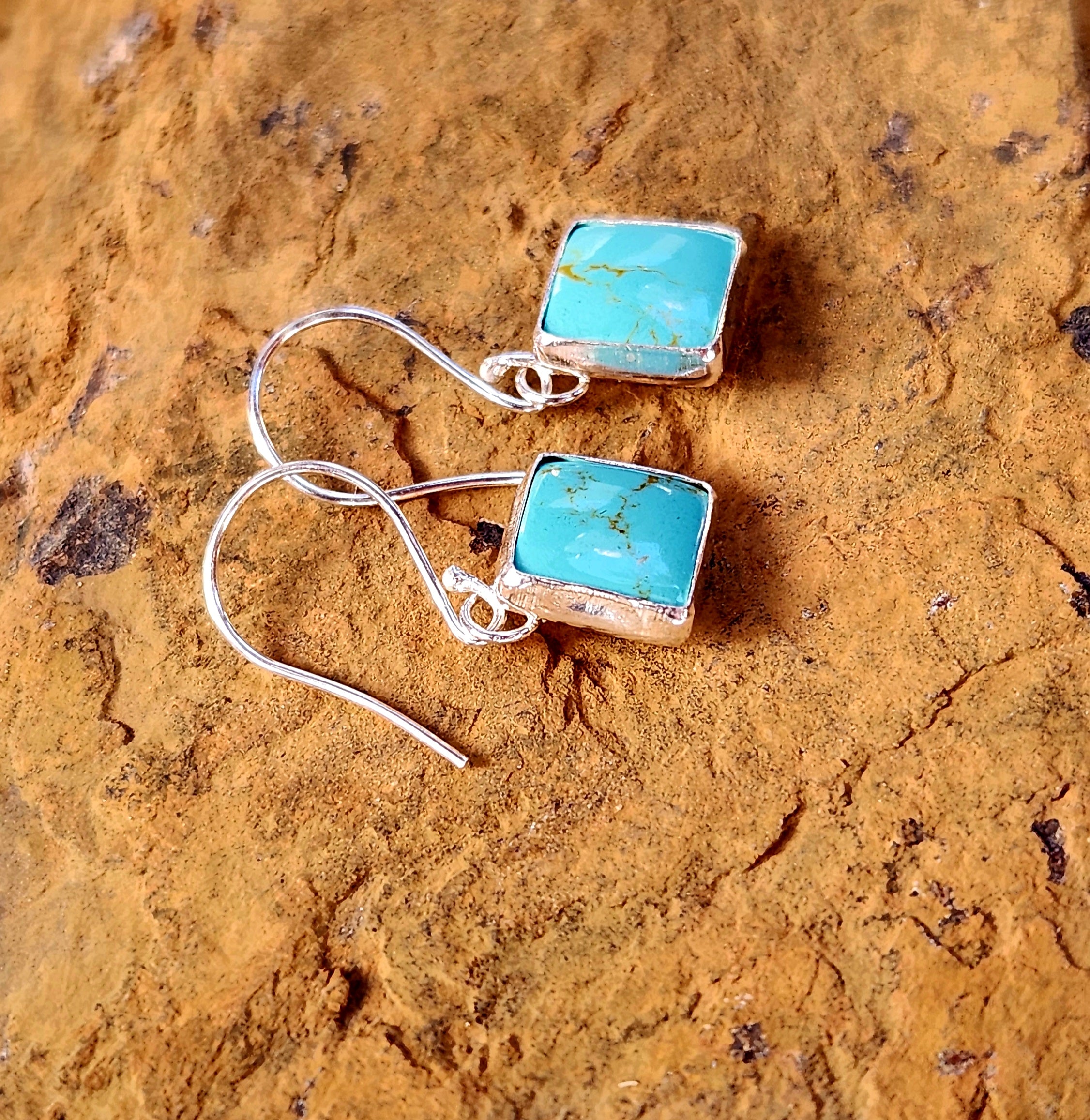 Kingman Turquoise Sterling Silver Dangle Earrings