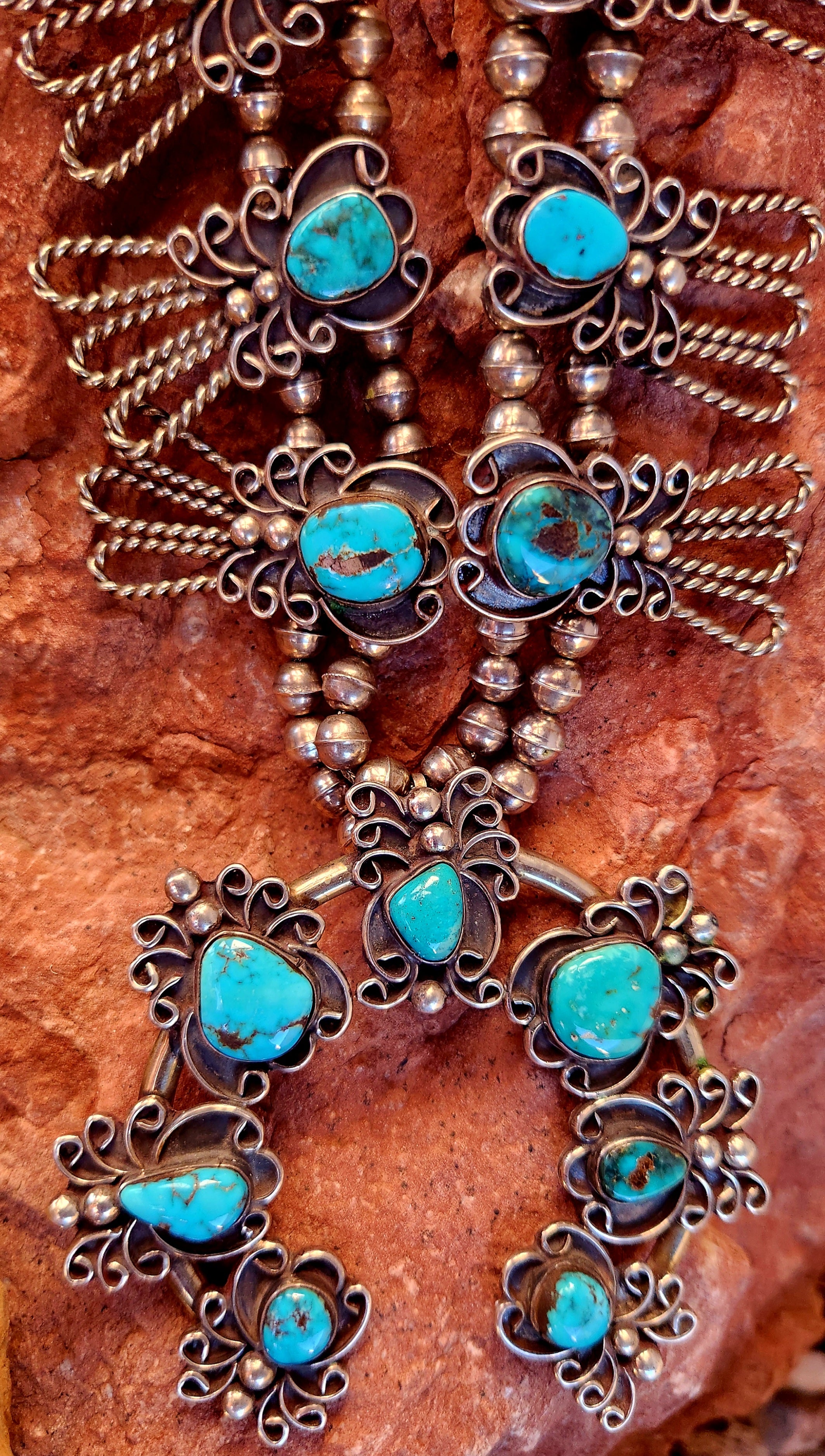 Vintage Bisbee Squash Blossom Necklace