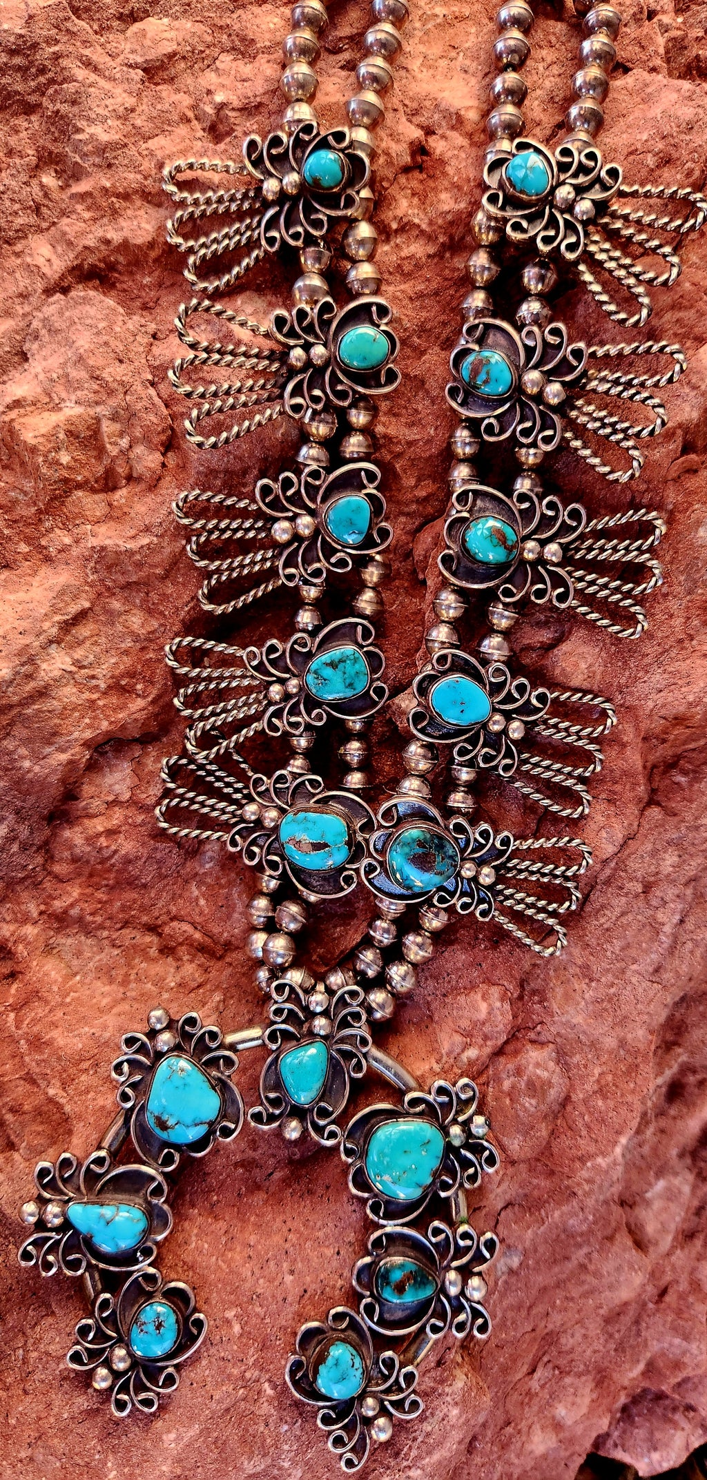 Vintage Bisbee Squash Blossom Necklace