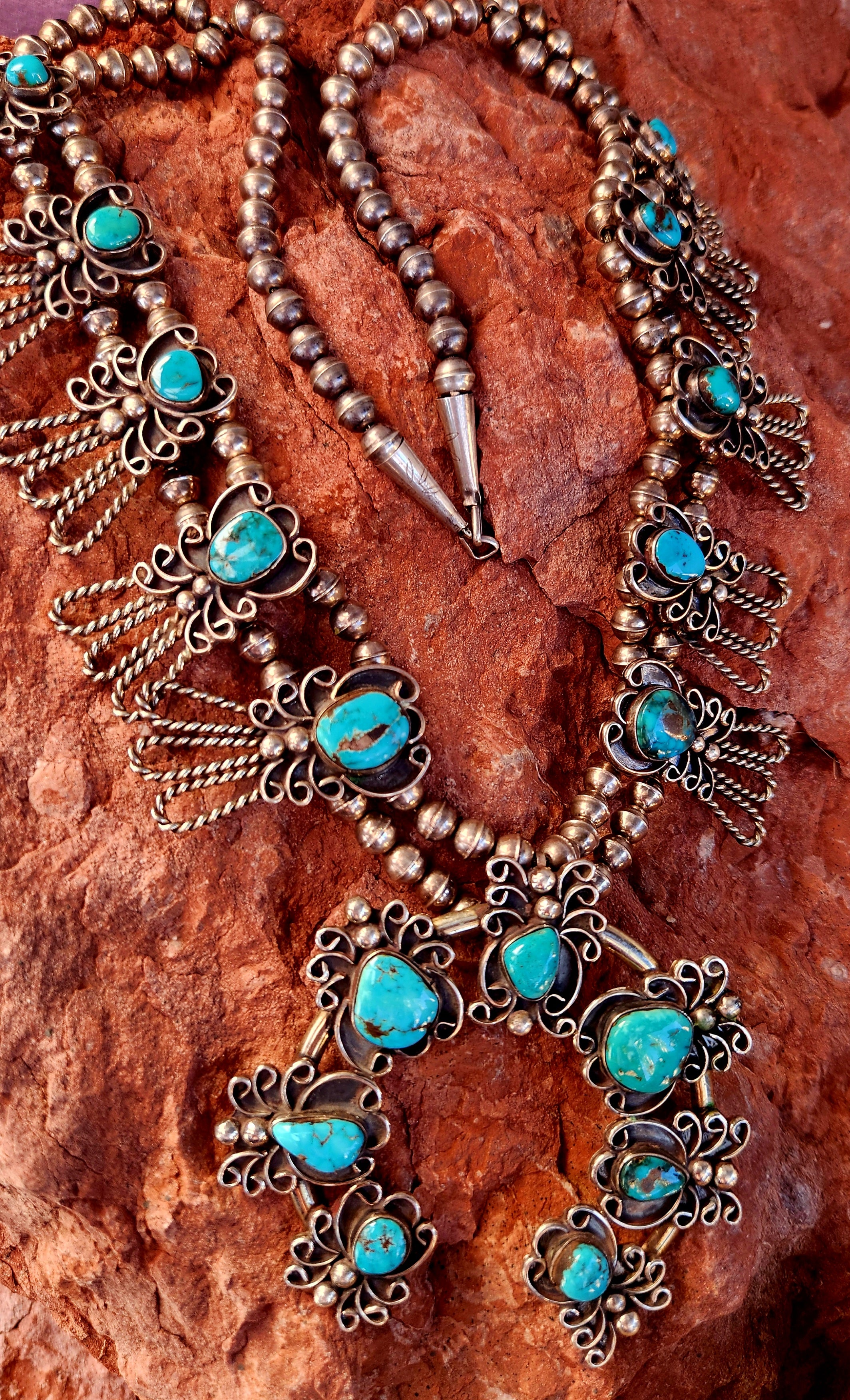 Vintage Bisbee Squash Blossom Necklace